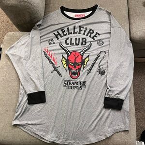 Women’s Long Sleeve Gray Hellfire Club Night Gown/Dress With Pockets